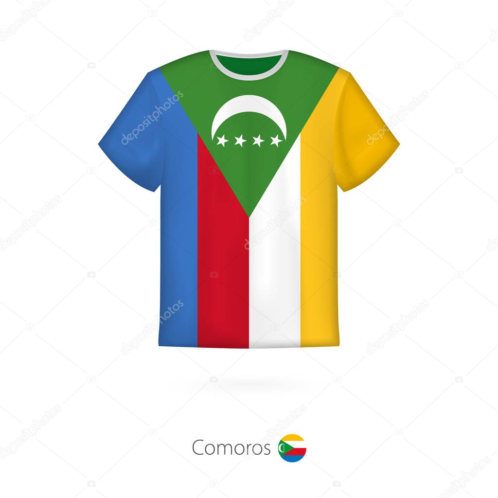 T-shirt design with flag of Comoros.