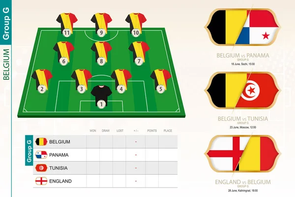 Bélgica equipo de fútbol infografía para el torneo de fútbol . — Vector de stock