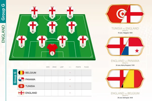 Inglaterra equipo de fútbol infografía para el torneo de fútbol . — Vector de stock