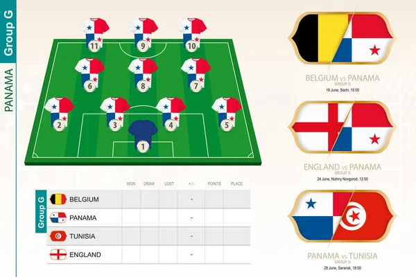 Infografía del equipo de fútbol de Panamá para torneo de fútbol . — Vector de stock