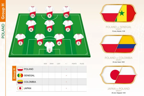 Polonia equipo de fútbol infografía para el torneo de fútbol . — Vector de stock