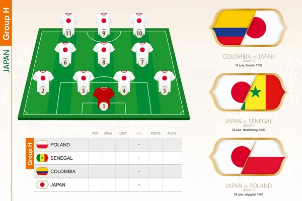 Japón equipo de fútbol infografía para el torneo de fútbol . — Vector de stock