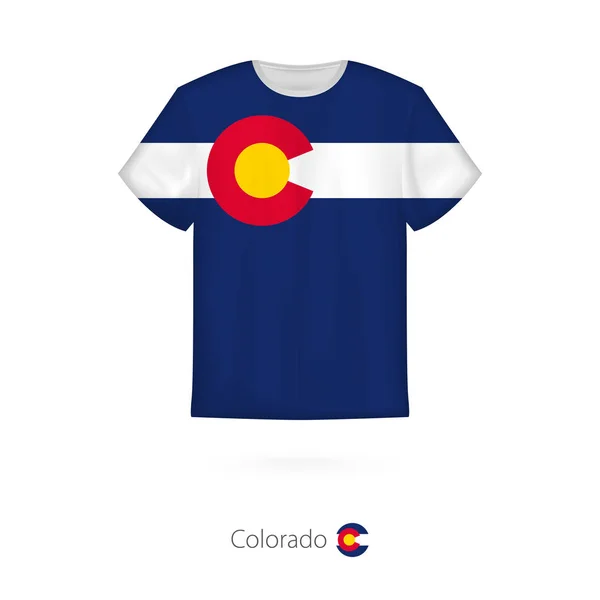 T-shirt design with flag of Colorado U.S. state. — Stock Vector