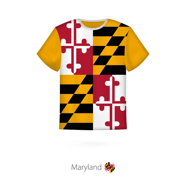 T-shirt tasarım Maryland ABD devlet bayrağı ile. — Stok Vektör