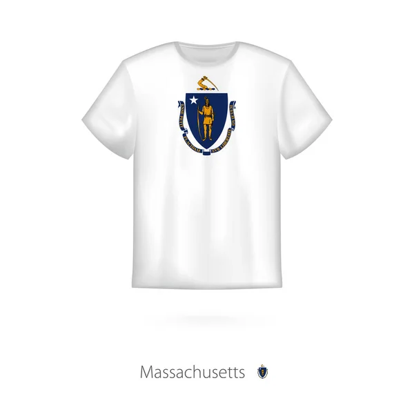 Дизайн футболки с флагом штата Массачусетс . — стоковый вектор