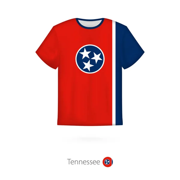 T-shirt design met vlag van Tennessee US state. — Stockvector
