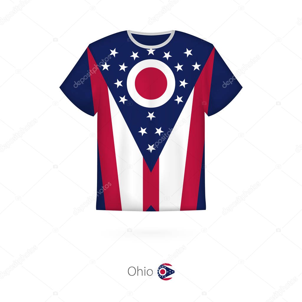 T-shirt design with flag of Ohio U.S. state.
