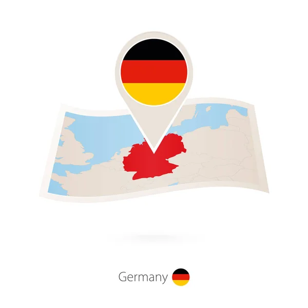 Скласти папір карта Німеччина з прапор pin Німеччини. — стоковий вектор