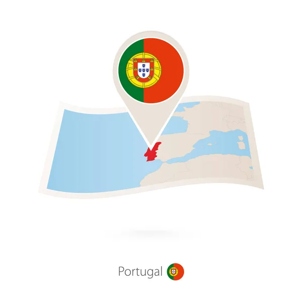 Карта Португалии со значком флага Португалии . — стоковый вектор