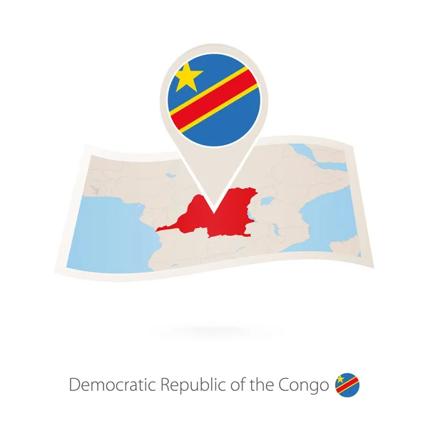 Mapa en papel plegado de República Democrática del Congo — Vector de stock