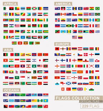 Dünya, büyük koleksiyonu bayrağı alfabetik sıralanmış.