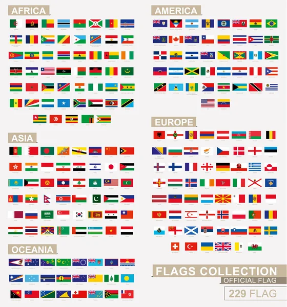 Σημαία του κόσμου, μεγάλη συλλογή ταξινομημένα αλφαβητικά. — Διανυσματικό Αρχείο