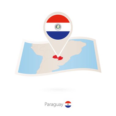 Katlanmış kağıt bayrak iğne Paraguay ile Paraguay Haritası.