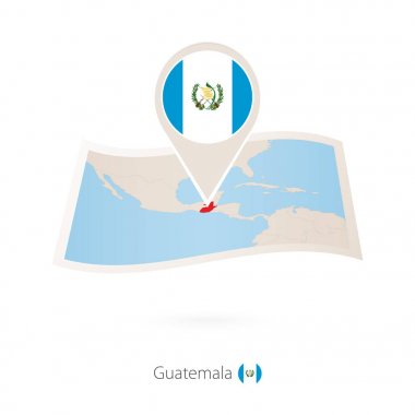 Katlanmış kağıt bayrak pimli Guatemala Guatemala Haritası. 