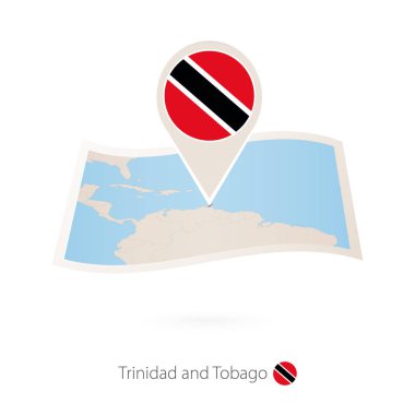 Katlanmış kağıt bayrak pimli Trinidad ve Tobago, Trinidad ve Tobago Haritası. 