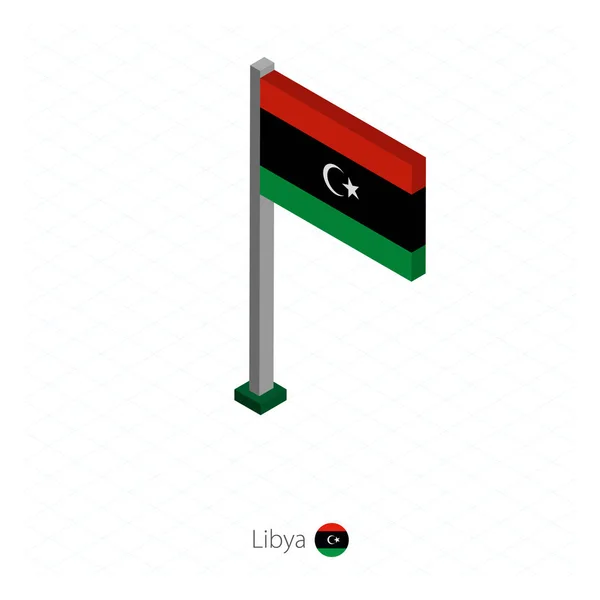 Flaga Libii Masztem Wymiarze Izometryczny Izometryczne Niebieskie Tło Ilustracja Wektorowa — Wektor stockowy
