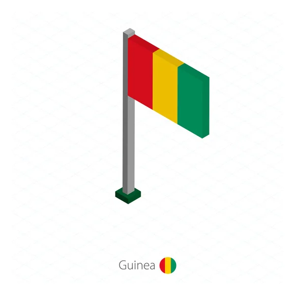 Bandiera Della Guinea Flagpole Nella Dimensione Isometrica Sfondo Azzurro Isometrico — Vettoriale Stock