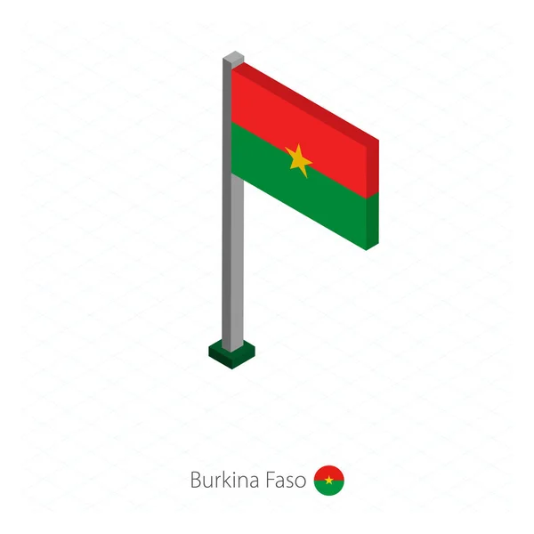 Vlag Van Burkina Faso Vlaggenmast Isometrische Dimensie Isometrische Blauwe Achtergrond — Stockvector