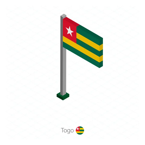 Τόγκο Σημαία Στο Κοντάρι Σημαίας Ισομετρική Διάσταση Ισομετρική Μπλε Φόντο — Διανυσματικό Αρχείο