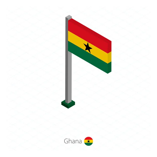 Ghana Flag Flagpole Isometric Dimension Isometric Blue Background Vector Illustration — Stock Vector