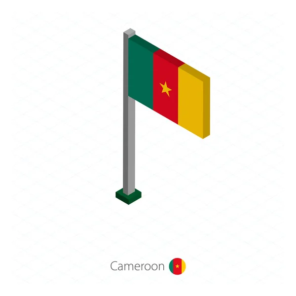 Bandiera Del Camerun Flagpole Nella Dimensione Isometrica Sfondo Azzurro Isometrico — Vettoriale Stock