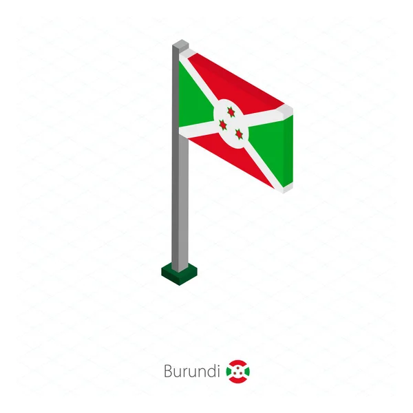 Burundi Bandera Asta Bandera Dimensión Isométrica Fondo Azul Isométrico Ilustración — Vector de stock