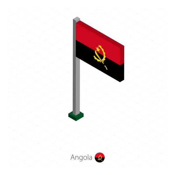 Angola Bandera Asta Bandera Dimensión Isométrica Fondo Azul Isométrico Ilustración — Archivo Imágenes Vectoriales