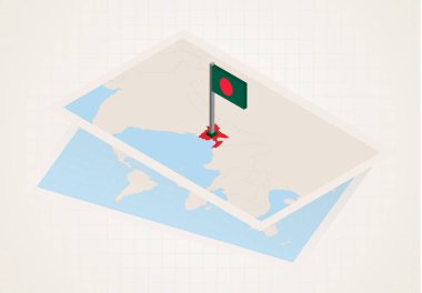 Bangladeş, Bangladeş 'in izometrik bayrağıyla haritadan seçildi.