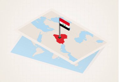 Irak haritada Irak 'ın izometrik bayrağıyla seçildi. 