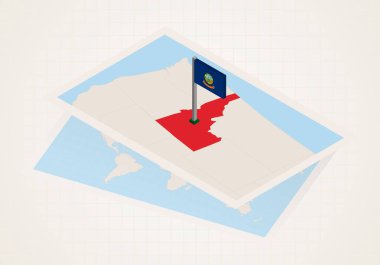 Idaho durumu haritada Idaho 'nun izometrik bayrağıyla seçildi.
