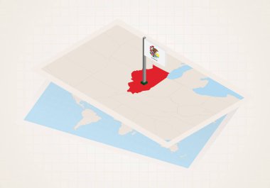 Illinois eyaleti haritada Illinois 'in izometrik bayrağıyla seçildi.