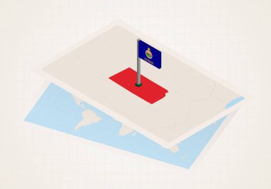 Kansas eyaleti haritada Kansas 'ın izometrik bayrağıyla seçildi.