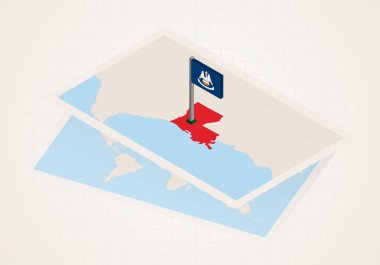Louisiana eyaleti haritada izometrik Louisiana bayrağı ile seçildi
