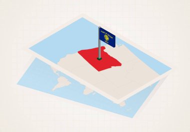 Oregon eyaleti Oregon 'un izometrik bayrağıyla haritadan seçildi.