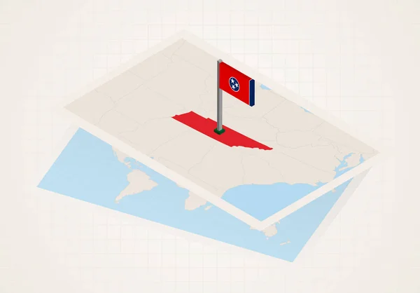 Tennessee durumu haritada izometrik Tennessee bayrağı ile seçildi — Stok Vektör