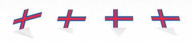Faroe Adaları bayrağı modern soyut tasarım, bayrak seti.