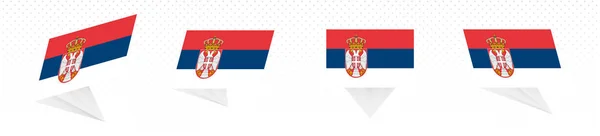 Bandera de Serbia en diseño abstracto moderno, conjunto de banderas . — Archivo Imágenes Vectoriales