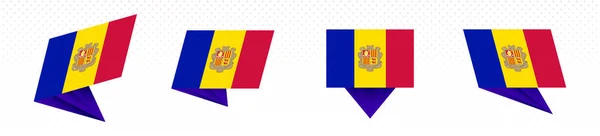 Bandera de Andorra en diseño abstracto moderno, conjunto de banderas . — Archivo Imágenes Vectoriales