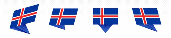 Drapeau de l'Islande dans le design abstrait moderne, ensemble de drapeau . — Image vectorielle