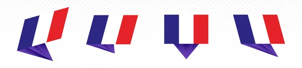 Flaga Francji w nowoczesnym abstrakcyjnym wzorze, flaga ustawiona. — Wektor stockowy