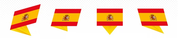 Bandiera della Spagna in moderno design astratto, set di bandiere . — Vettoriale Stock