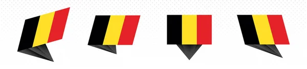 Flagge Belgiens im modernen abstrakten Design, Fahnenset. — Stockvektor