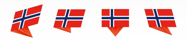 Flagge Norwegens im modernen abstrakten Design, Fahnenset. — Stockvektor