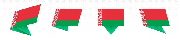 Bandera de Bielorrusia en diseño abstracto moderno, conjunto de bandera . — Vector de stock
