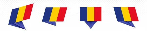 Bandera de Rumania en diseño abstracto moderno, conjunto de bandera . — Archivo Imágenes Vectoriales
