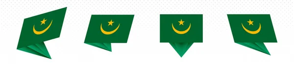 Bandeira da Mauritânia em design abstrato moderno, conjunto de bandeiras . — Vetor de Stock