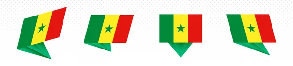 Drapeau du Sénégal dans le design abstrait moderne, ensemble de drapeau . — Image vectorielle