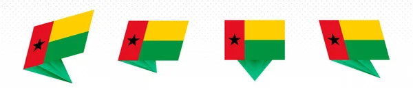 Drapeau de Guinée-Bissau dans le design abstrait moderne, ensemble de drapeau . — Image vectorielle