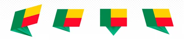Bandeira do Benim em design abstrato moderno, conjunto de bandeiras . — Vetor de Stock