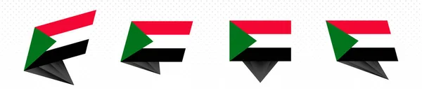 Flagge von Sudan in modernem abstrakten Design, Fahnenset. — Stockvektor